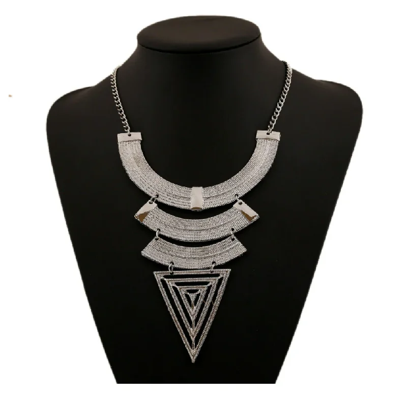 Special Offers Geometric Triangle Pendant Necklace - Silver Stylish Handbags At Unbeatable Discounts