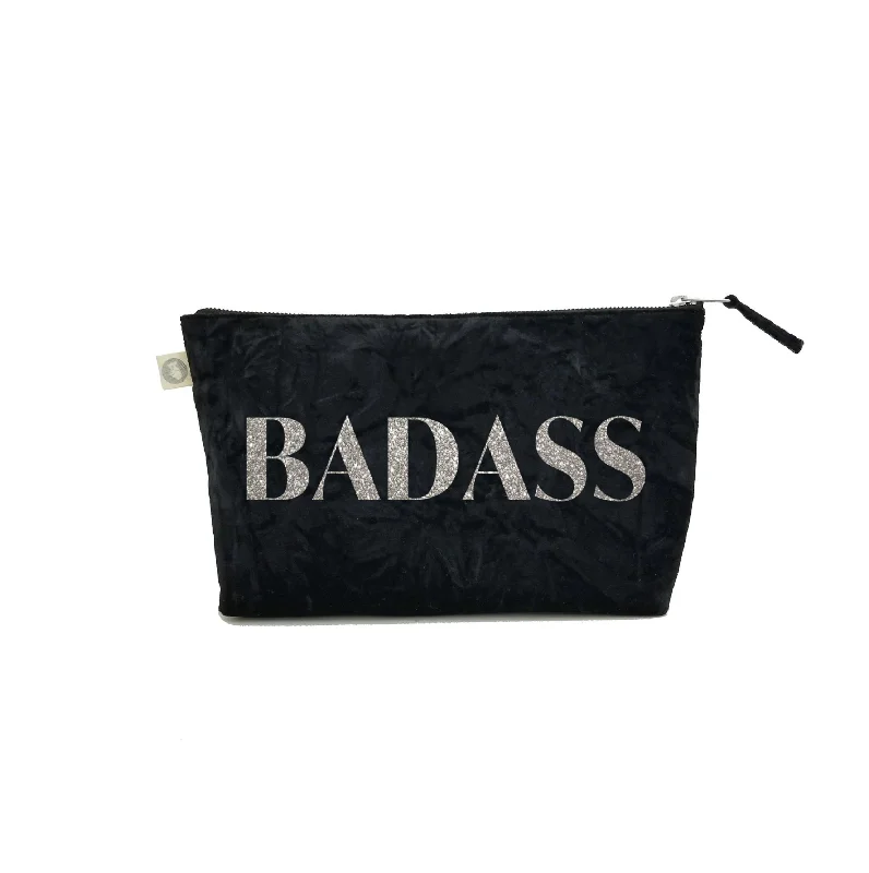 Trend Forward Threads BADASS Clutch Bag- Silver Glitter on Black Crushed Velvet Fashion-Forward Bags At Limited-Time Offers