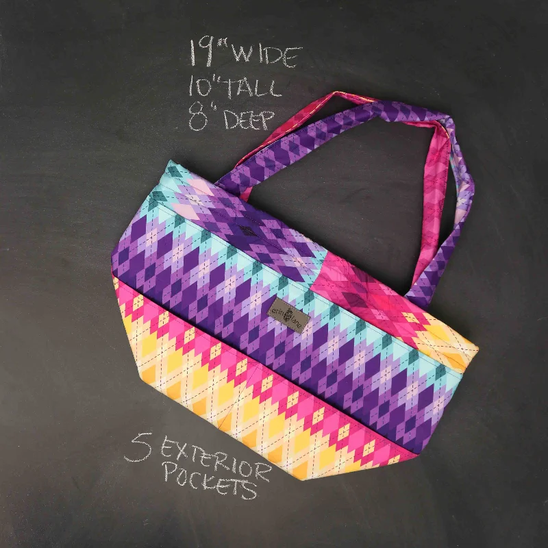 Bid Farewell To The Old Season Barrel Tote Bag in Argyle Dusk The Best Handbag Sale Of The Season