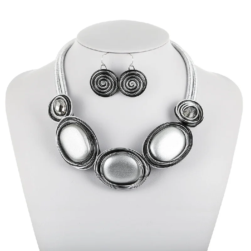 Stylish Deals Nigerian Boho Tribe Geometric Necklace Set - Silver Timeless Handbags At Reduced Prices