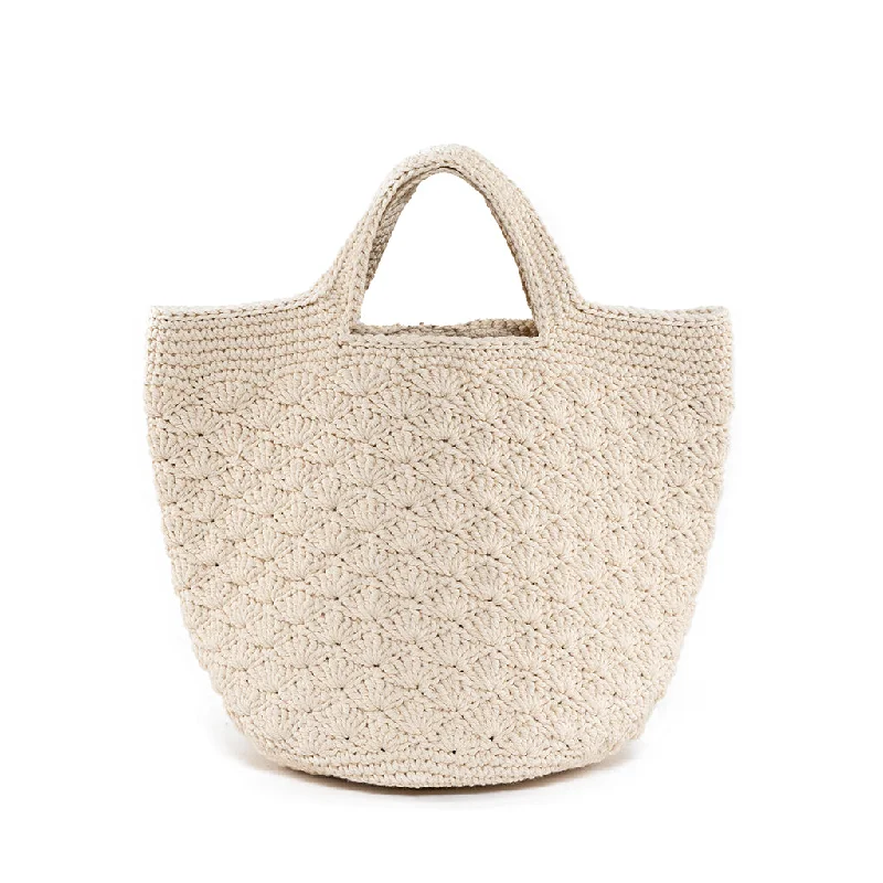 Premium Style Ali Crochet Tote Small - Natural Trendy Purses At Exclusive Promotional Rates