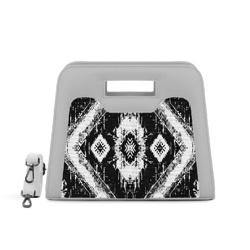 Bags For Urban And Trendy Looks White Chic Peek Handbag Ethnic Ikat Timeless Handbags, Flash Sale