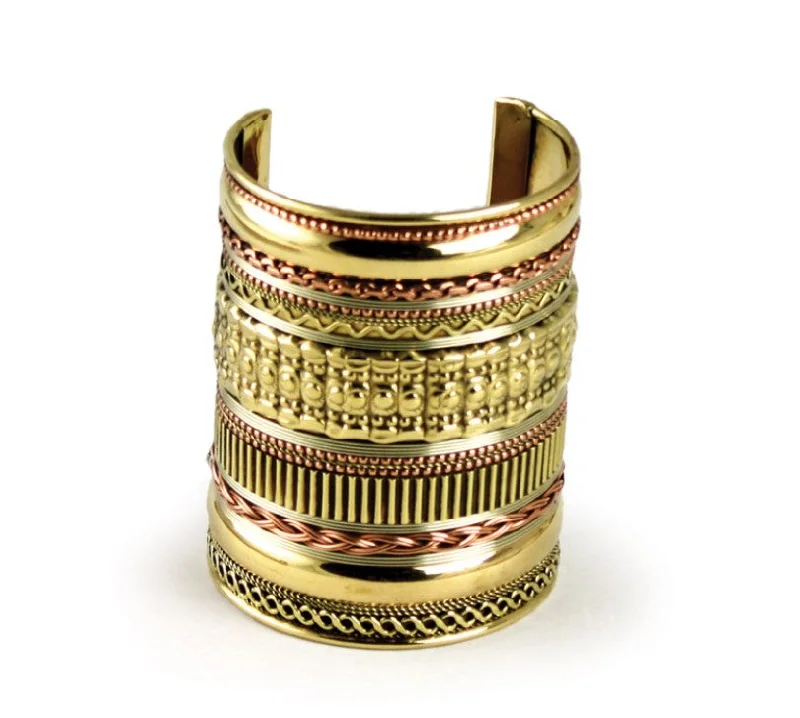 Fashion Essentials Afrocentric Long Brass & Copper Bracelet Luxury Bags, Budget Prices