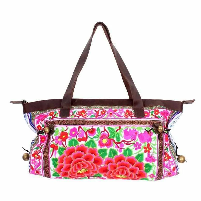 Exclusive Fashion Deals Glorious Flower Tote Bag with Leather Strap - Thailand Premium Handbags At Exclusive Prices Exclusive Fashion Deals Glorious Flower Tote Bag with Leather Strap - Thailand Premium Handbags At Exclusive Prices