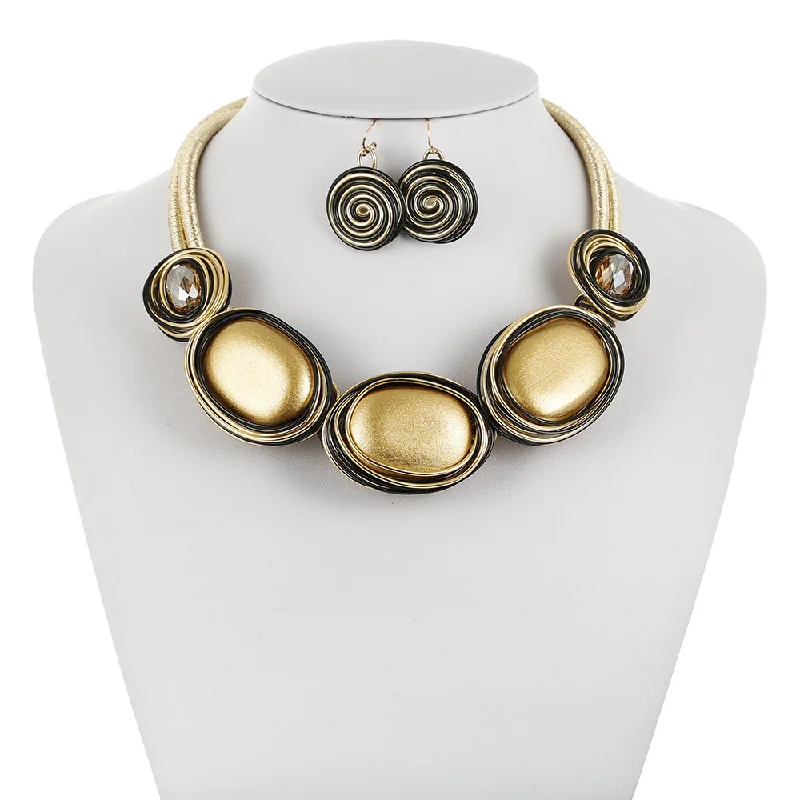 Must-Have Style Discounts Nigerian Boho Tribe Geometric Necklace Set - Gold Stylish Handbags With Exclusive Online Discounts