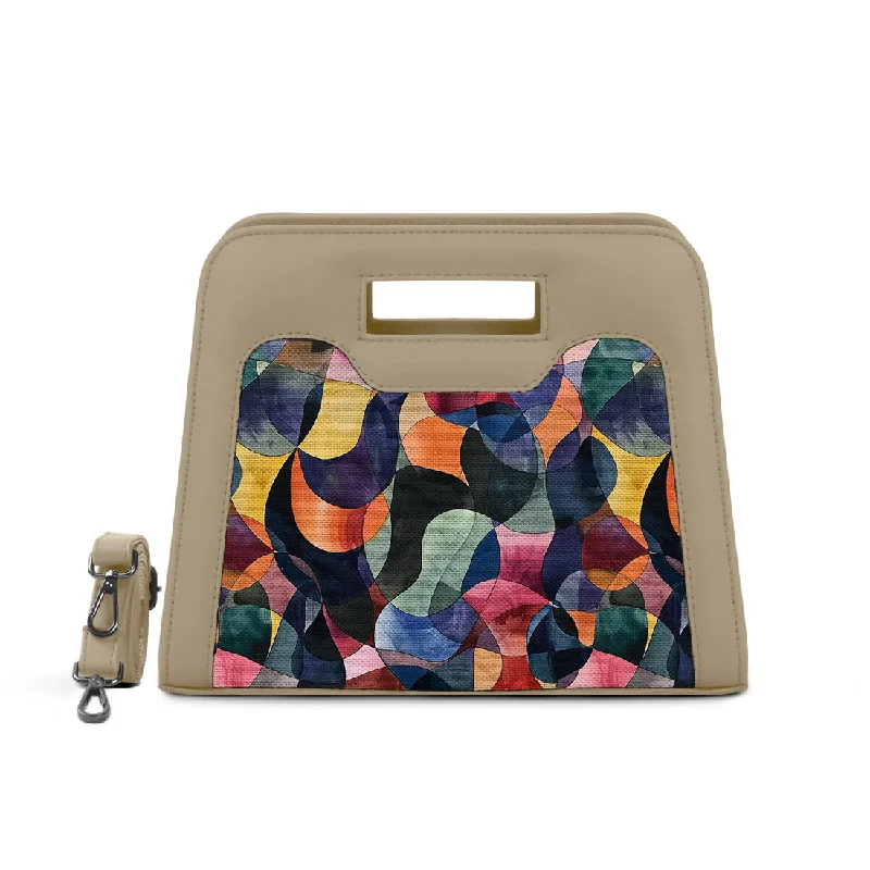 Sleek Style Discounts Beige Chic Peek Handbag Watercolor Wavy High-End Handbags At Affordable Prices