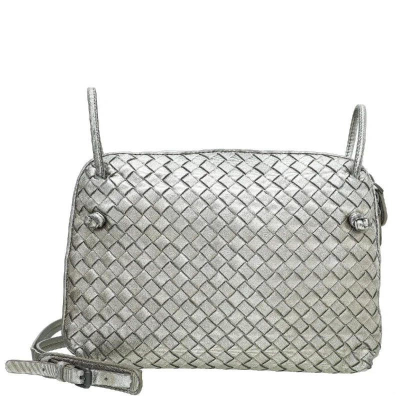 Valentine's Special Bottega Veneta Metallic Silver Intrecciato Nodini Crossbody Bag Elegant Bags, Limited Stock Available Valentine's Special Bottega Veneta Metallic Silver Intrecciato Nodini Crossbody Bag Elegant Bags, Limited Stock Available