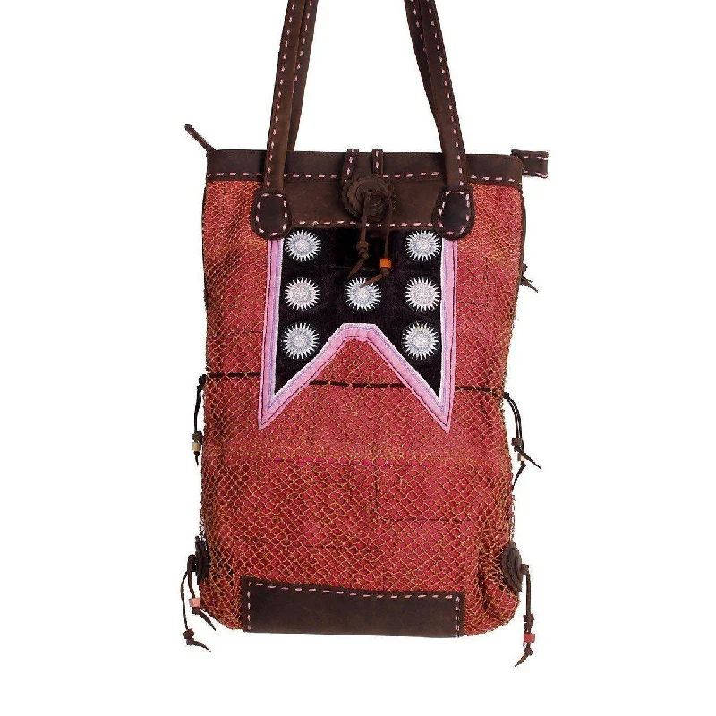 Seasonal Clearance Hemp Net Leather Shoulder Bag - Thailand Your Perfect Bag At The Perfect Price