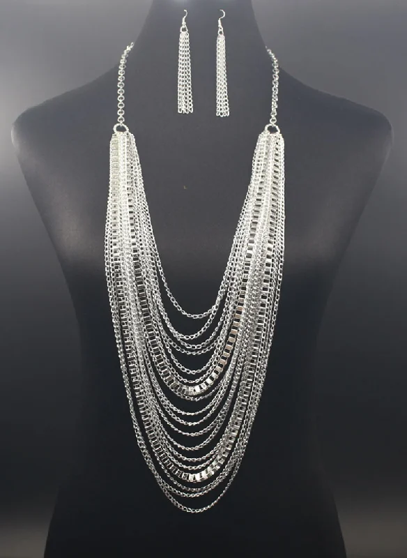 Seasonal Clearance Bags For Summer Multi Tassel Necklace Set - Silver Best-Selling Bags Now At Exclusive Promotional Prices