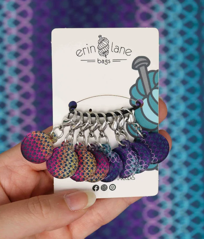 Clearance Sale, All Cheap Crochet Stitch Marker Set in Garter Gradient Dusk Luxury Totes, Affordable Prices