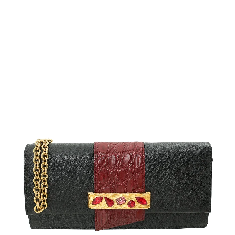 Fashion Sale Prada Bicolor Crocodile Touch Chain Wallet The Best Handbag Offers Are Here