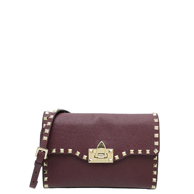 Limited-Time Offer Valentino Burgundy Rockstud Flap Small Crossbody Bag Affordable Luxury With Top-Quality Handbags Limited-Time Offer Valentino Burgundy Rockstud Flap Small Crossbody Bag Affordable Luxury With Top-Quality Handbags