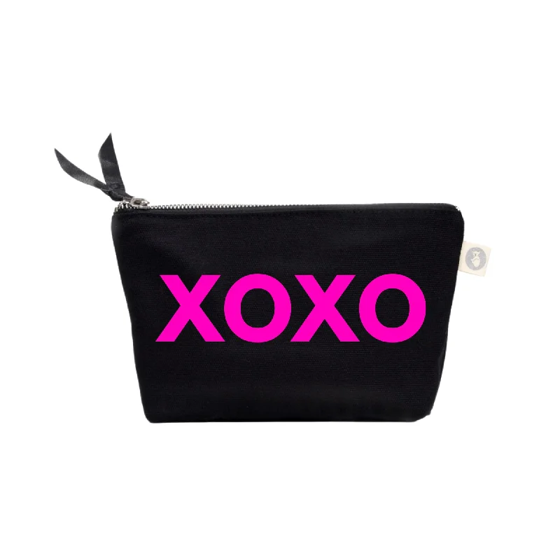 Black Friday Deals On Stylish Handbags XOXO Makeup Bag Black with Neon Pink Matte Fashionable Crossbody Bags At Special Offers
