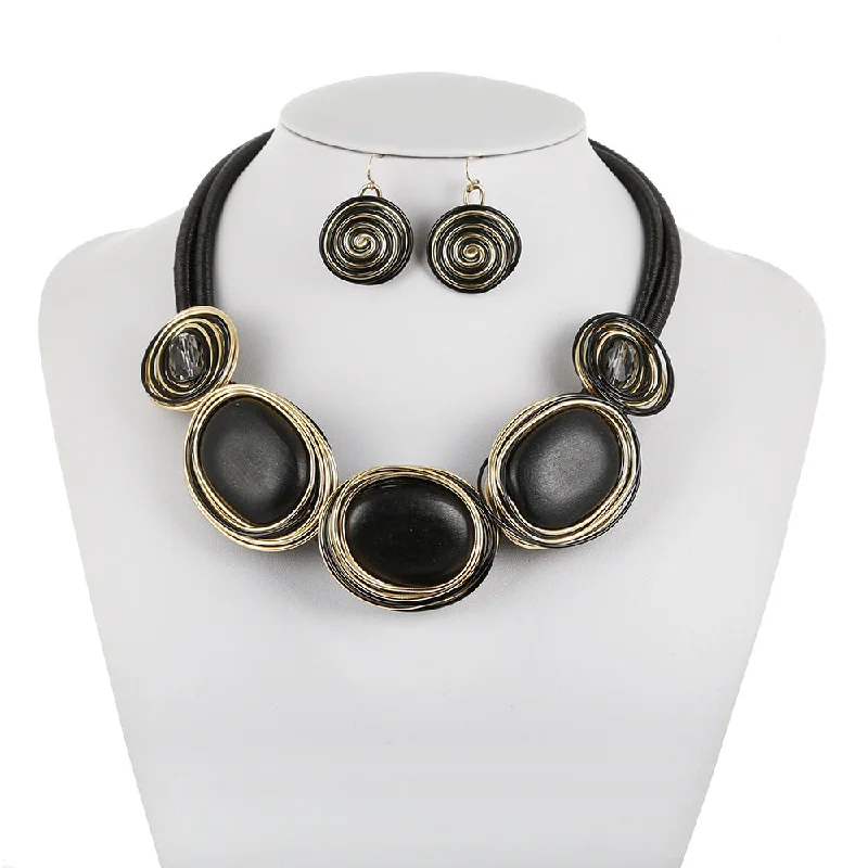 Trendy Looks On Sale Nigerian Boho Tribe Geometric Necklace Set - Black The Best Handbag Sale Of The Season