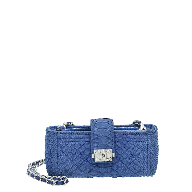Fashion Forward Chanel Blue Python Boy Chain Crossbody Phone Holder Fashionable Crossbody Bags At Special Offers Fashion Forward Chanel Blue Python Boy Chain Crossbody Phone Holder Fashionable Crossbody Bags At Special Offers