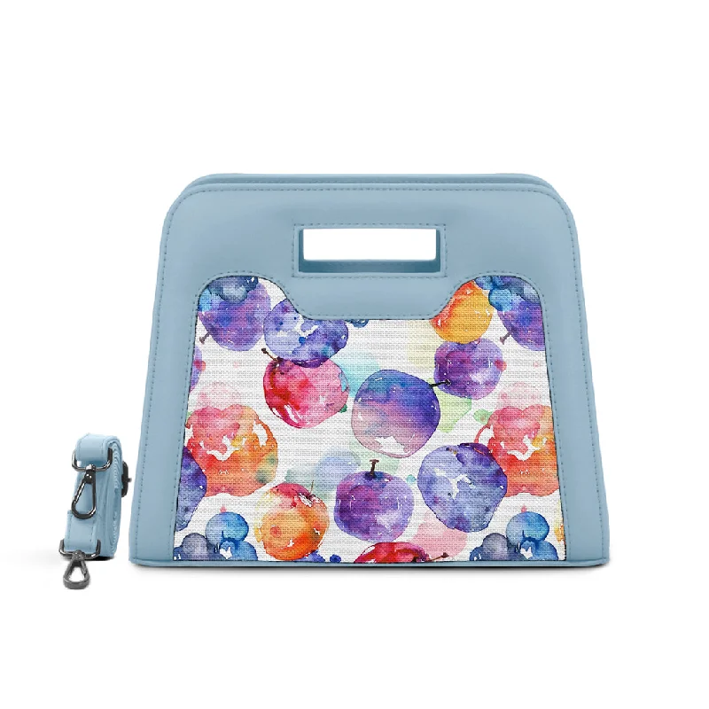 Flash Sale Blue Chic Peek Handbag Watercolor Apples Iconic Fashion Bags At Unbeatable Savings