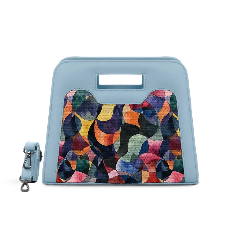 Flirty Fashion Discounts Blue Chic Peek Handbag Watercolor Wavy Affordable Luxury With Top-Quality Handbags