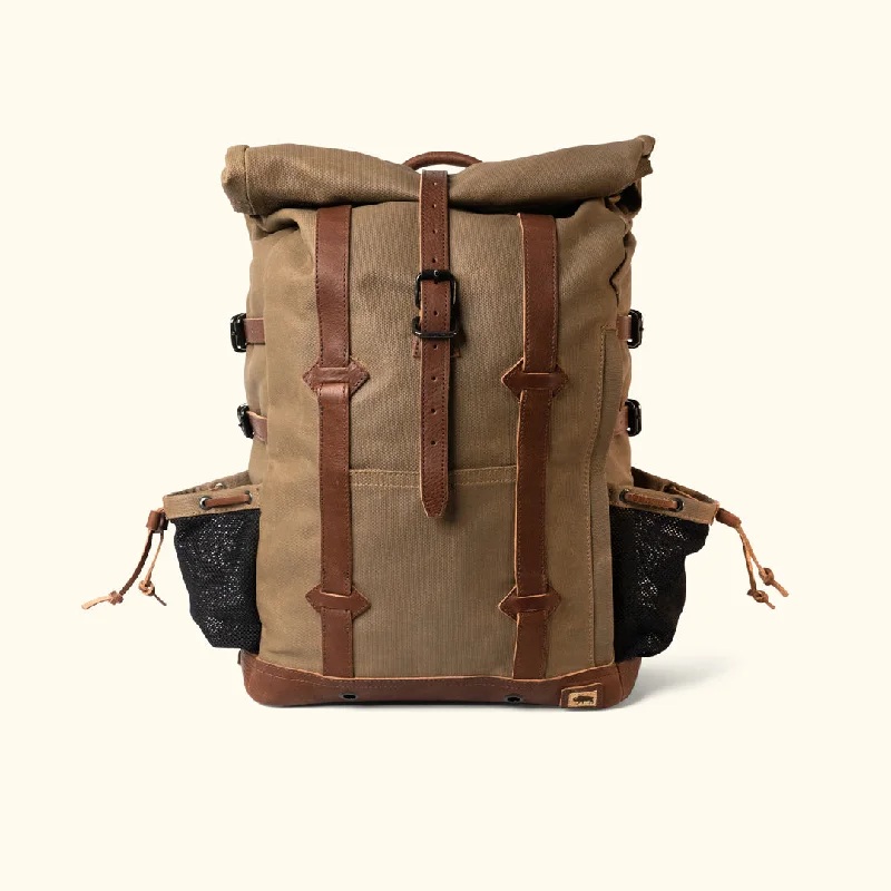 Waxed Canvas Rolltop Backpack | Dakota Collection | Field Khaki Trendy Backpacks, Huge Markdowns
