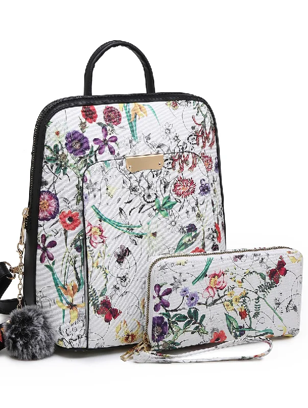 Flower Power Backpack and Satchel Set in White Trendy & Timeless Bags, Now On Sale