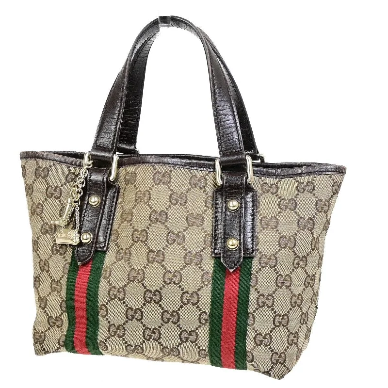 Gucci Sherry Beige Canvas Tote Bag (Pre-Owned)