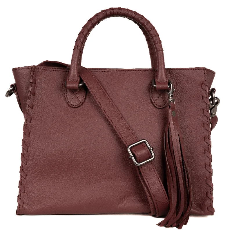 Concealed Carry Leather Satchel - Burgundy