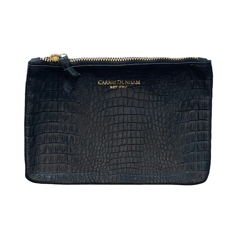 Large Mini Matte Black Croc Zip Pouch