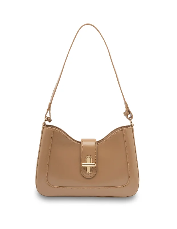 Mocha Danika Leather Crossbody Bag- Tan