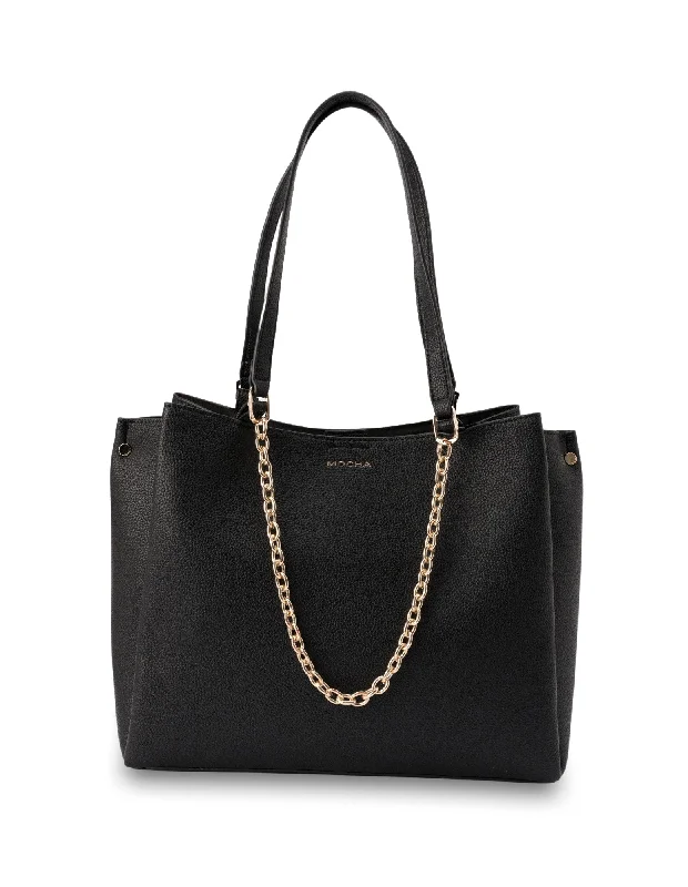 Mocha Sienna Stud Tote Bag - Black