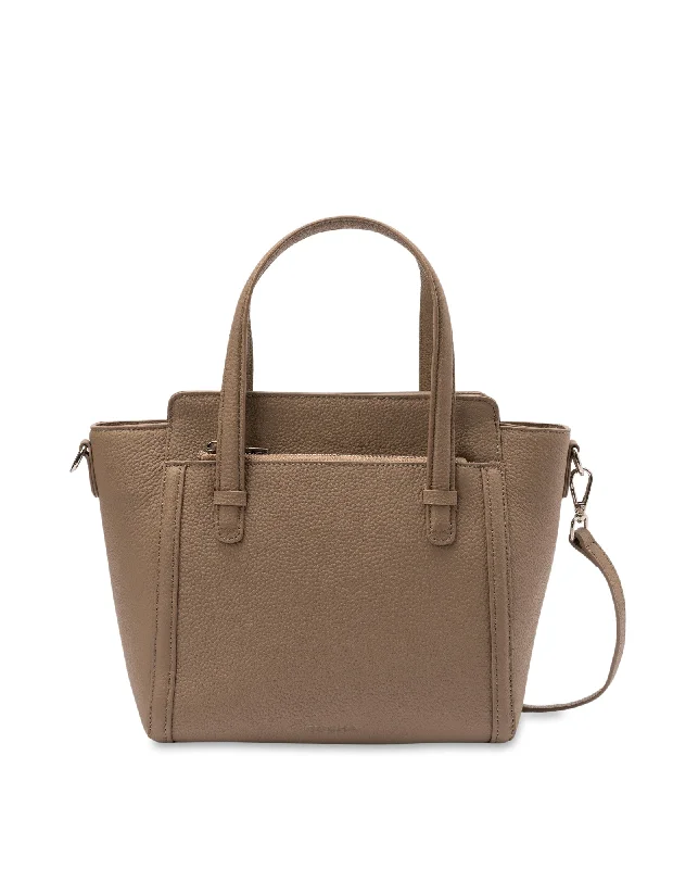 Mocha Veronica Leather Small Tote- Taupe