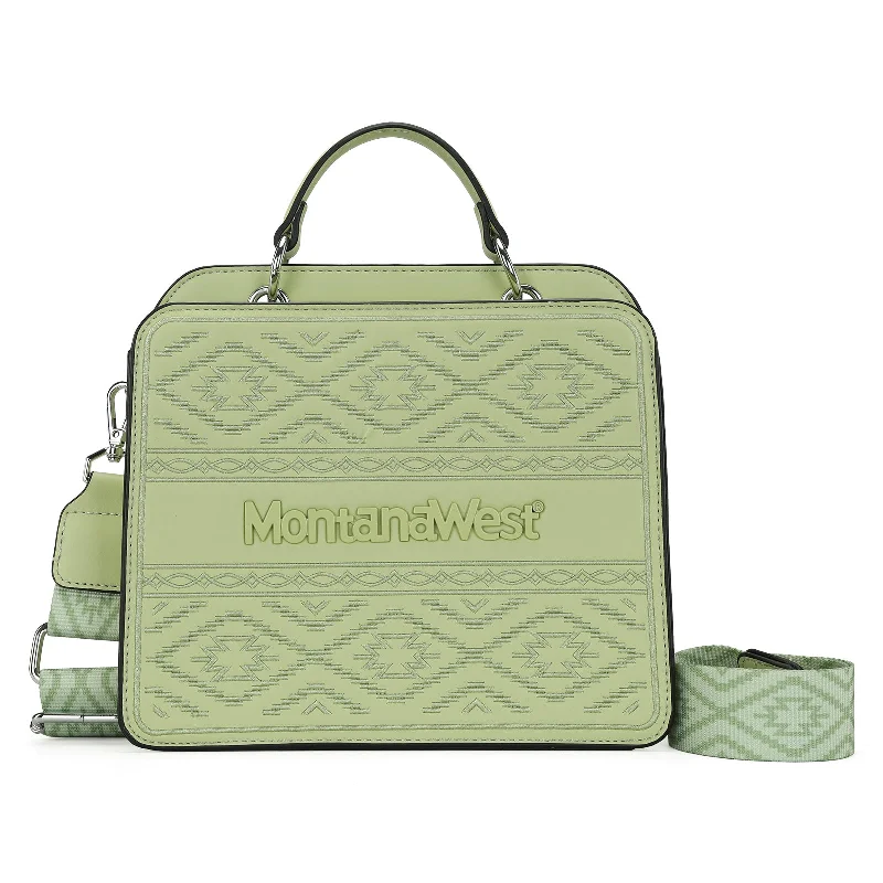 MWF1052-8120   Montana West Embroidered Aztec Tote/Crossbody With Mini Pouch - Lime