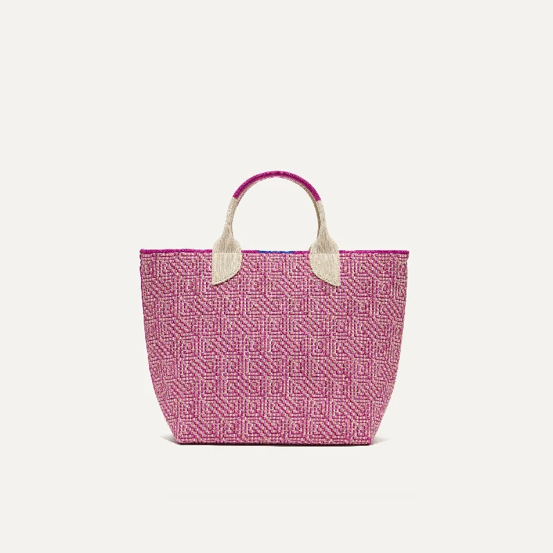 The Lightweight Petite Tote - Fuchsia Geo