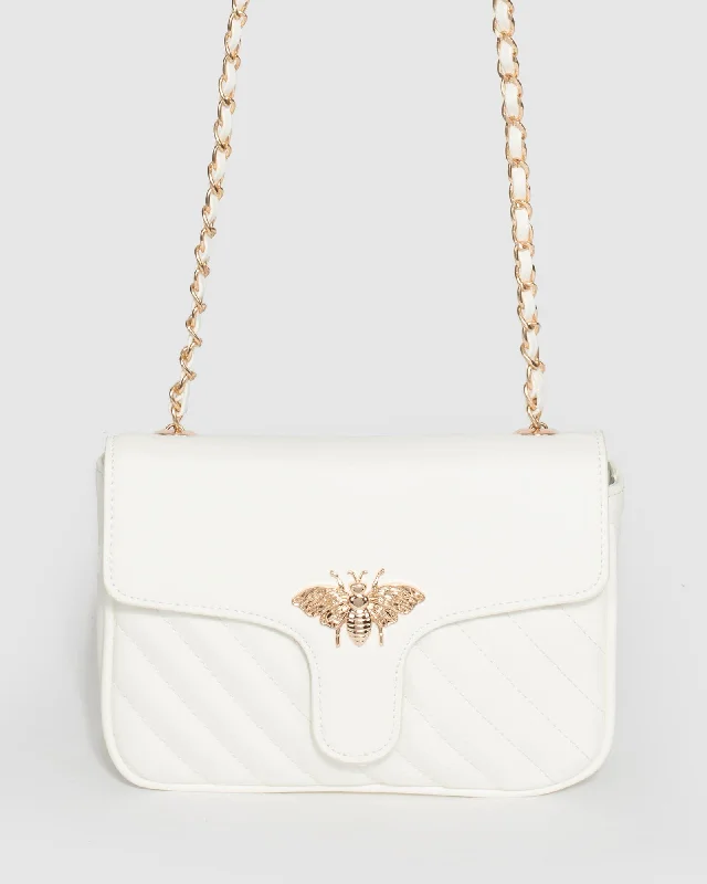 White Maeve Bee Crossbody Bag