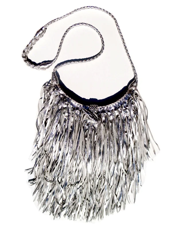 El Fleco Crossbody Fringe Bag Silver