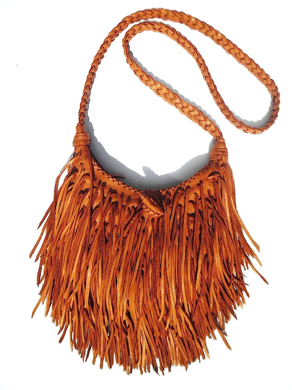 El Fleco Crossbody Fringe Bag Cognac