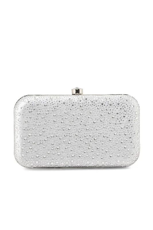 Fancy Clutch B20748-Silver Sleek And Stylish Handbags At Lower Prices