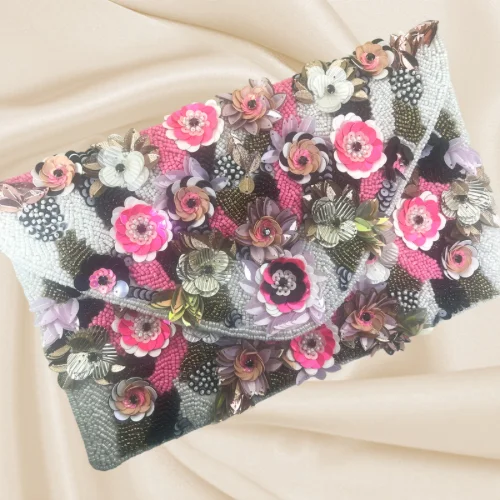 FLORAL Clutch (White) Premium Handbags At Budget-Friendly Prices