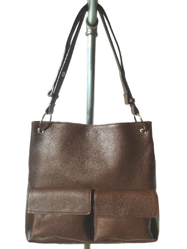 Gapock X Crossbody Bag Pebble Grain Leather Chocolate