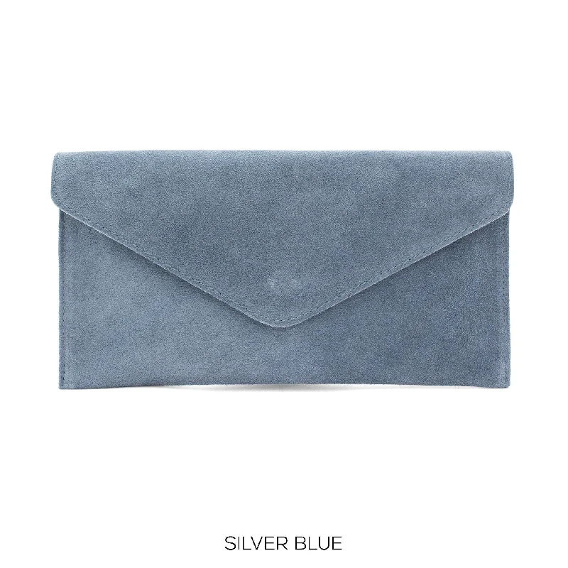 Silver Blue Envelope Clutch Bag