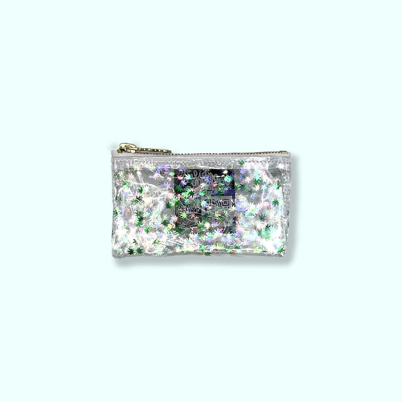 White Holographic Cannabis Confetti Keychain Klutch! 🌿✨