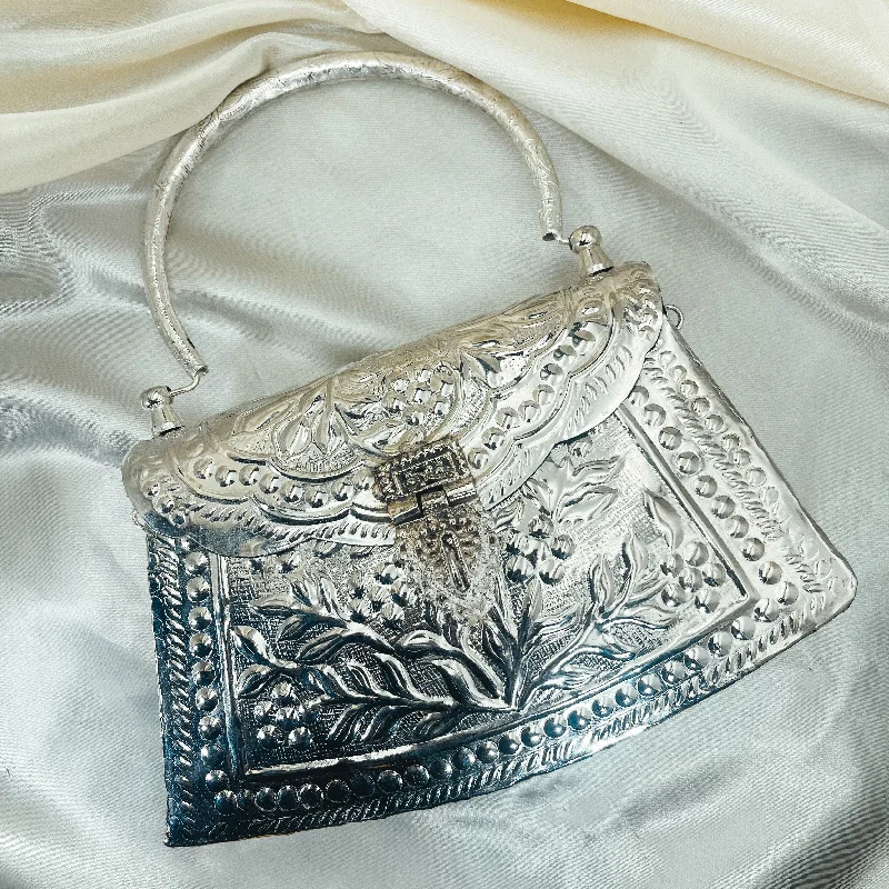 RANI Metal Clutch (Silver) Designer Bags At Exclusive Clearance Prices