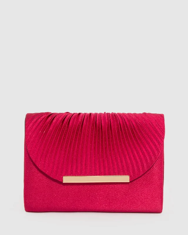 Red Luna Flap Over Clutch Bag