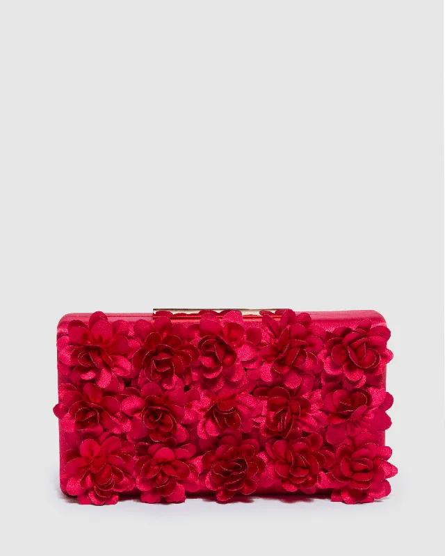 Red Olivia Hardcase Rose Clutch Bag Must-Have Bags At Irresistible Discounts