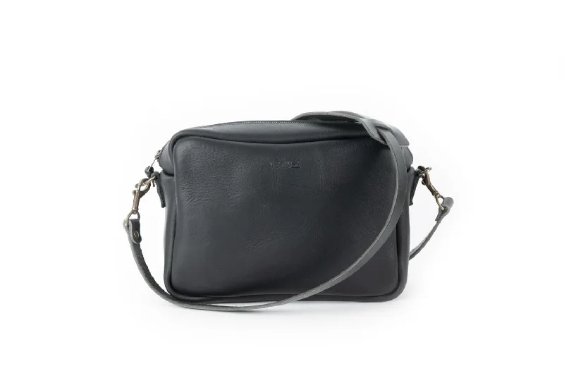 SARAH LEATHER CROSSBODY - LARGE - BLACK