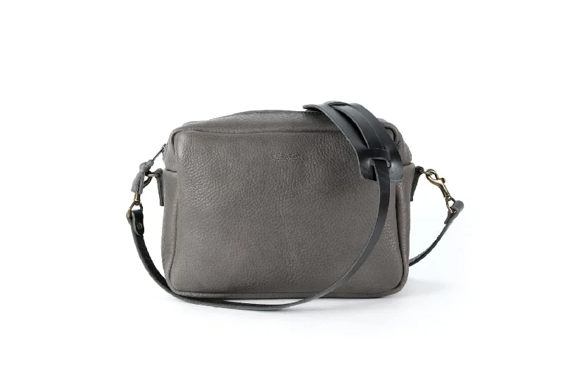 SARAH LEATHER CROSSBODY - LARGE - LEAD GRAY - IN STOCK