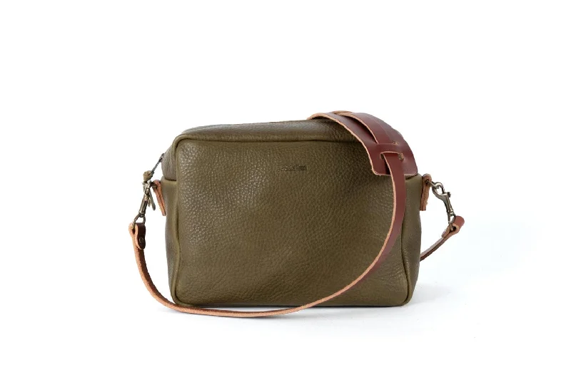 SARAH LEATHER CROSSBODY - LARGE - OLIVE