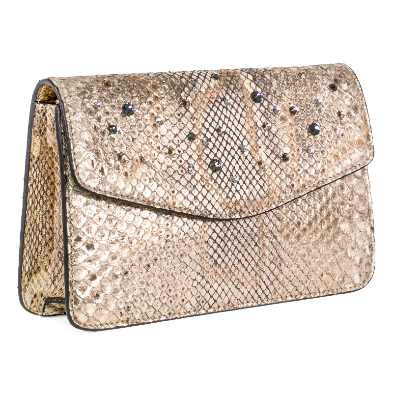 Silver and Gold Python Clutch With Swarovski Crystals Your Perfect Bag At The Perfect Price