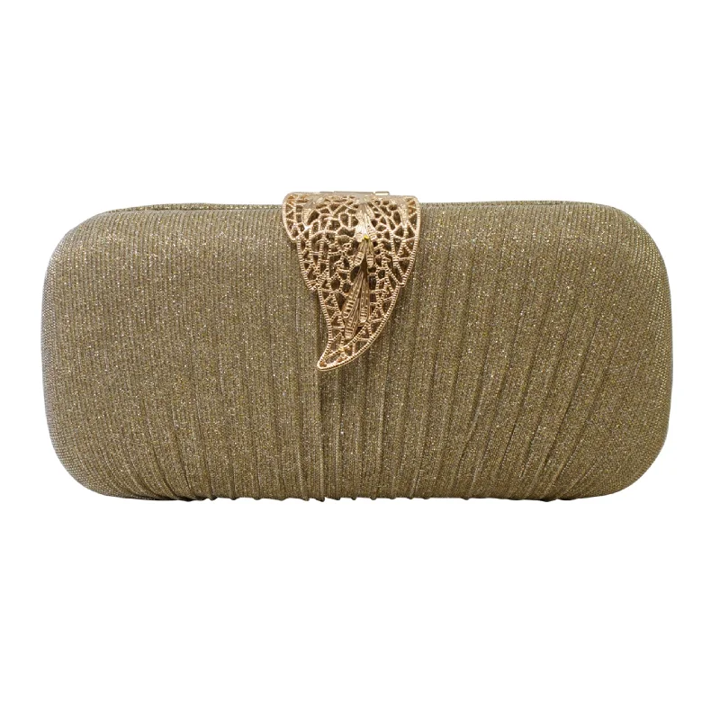 Sparkly Gold Leaf Shimmery Gold Clutch Modern Handbags With Stylish Discounts