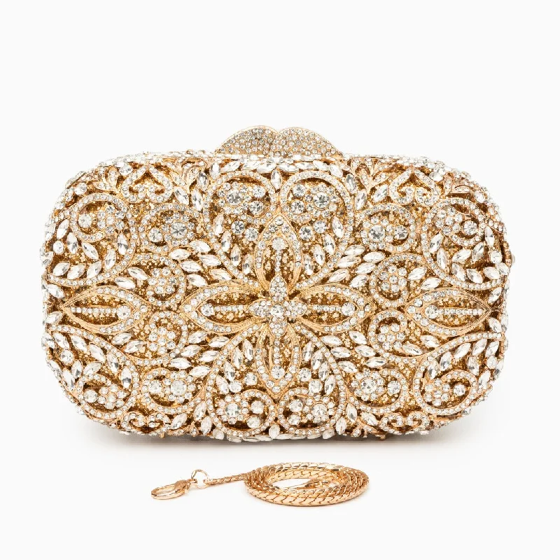 Athena Flower Rhinestones Clutch Bag