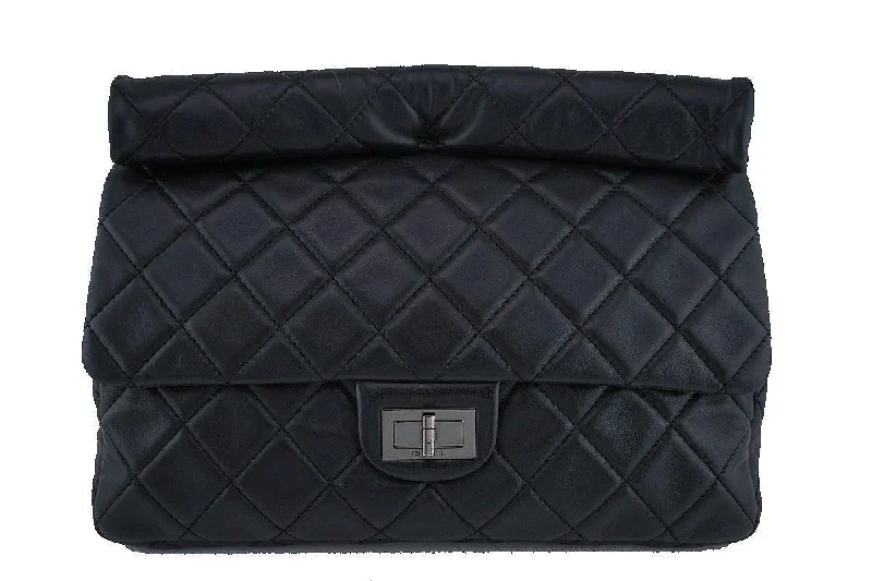 Chanel Black Classic Quilted Reissue Clutch Flap Purse Bag RHW