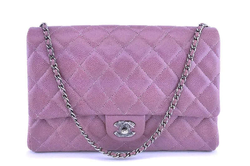 Chanel Mauve Pink-Violet Caviar Classic Timeless Clutch Flap w Chain Bag RHW